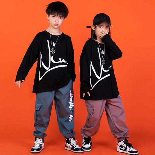 Children Hip-hop Clothing Boys And Girls Loose Hip Hop Performance Wear - Beyond Trends Hub 