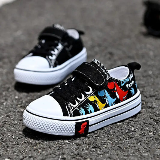 Children’s Canvas Shoes Toddler Shoes Girls’ Casual Single Shoes Cover Feet - Black / 22