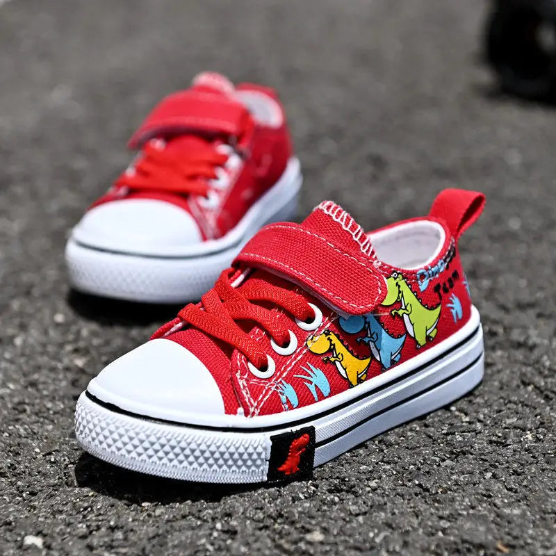 Children’s Canvas Shoes Toddler Shoes Girls’ Casual Single Shoes Cover Feet - Red / 22