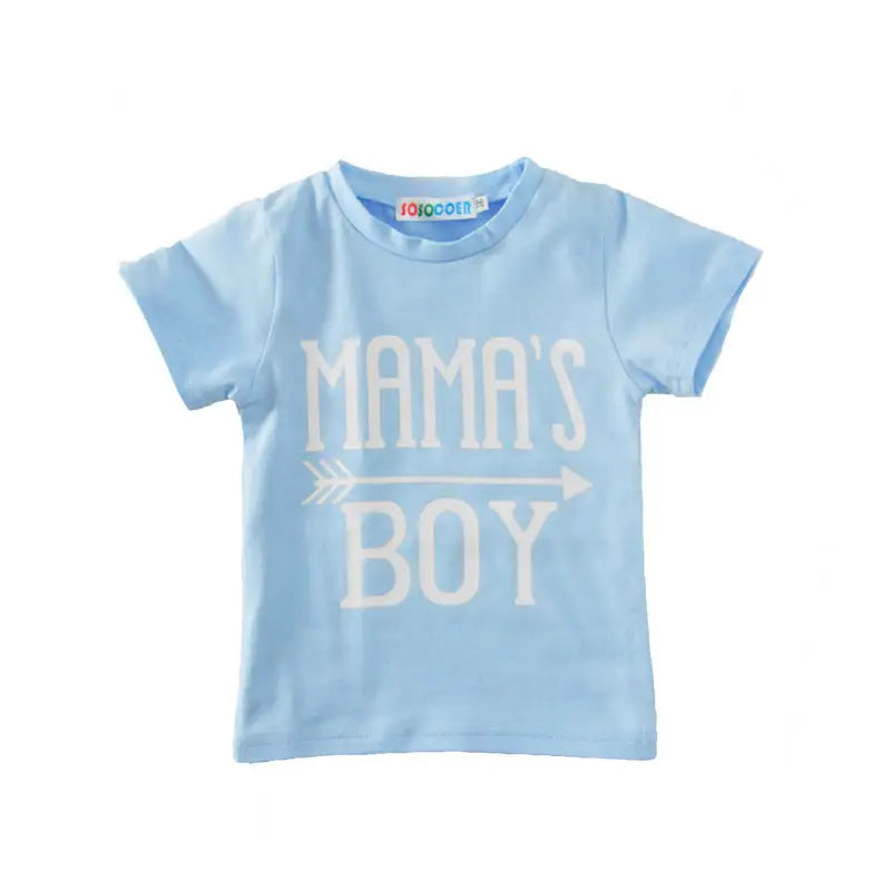 Children’s Clothing Boy Suit Short-Sleeved T-Shirt Blue Letter Arrow Geometric Pants Baby Two-Piece Suit