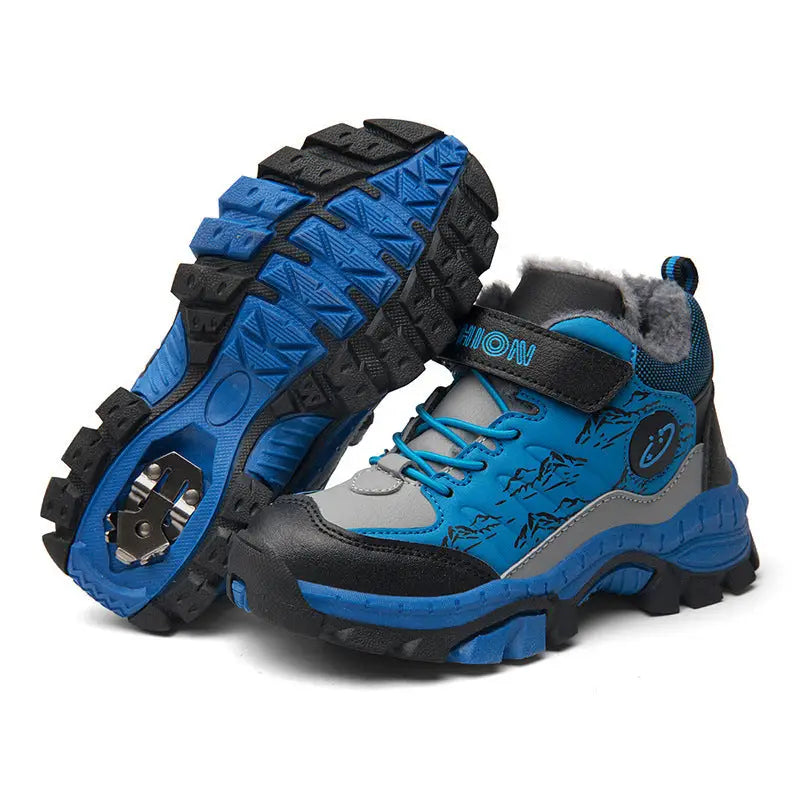 Children’s Cotton Shoes Boys Two Cotton Large Cotton Hiking Shoes - Blue / 30