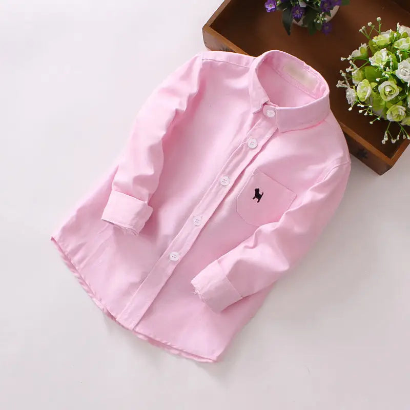 Children’s Shirts Boys’ Long-sleeved Shirts - Pink / 100cm