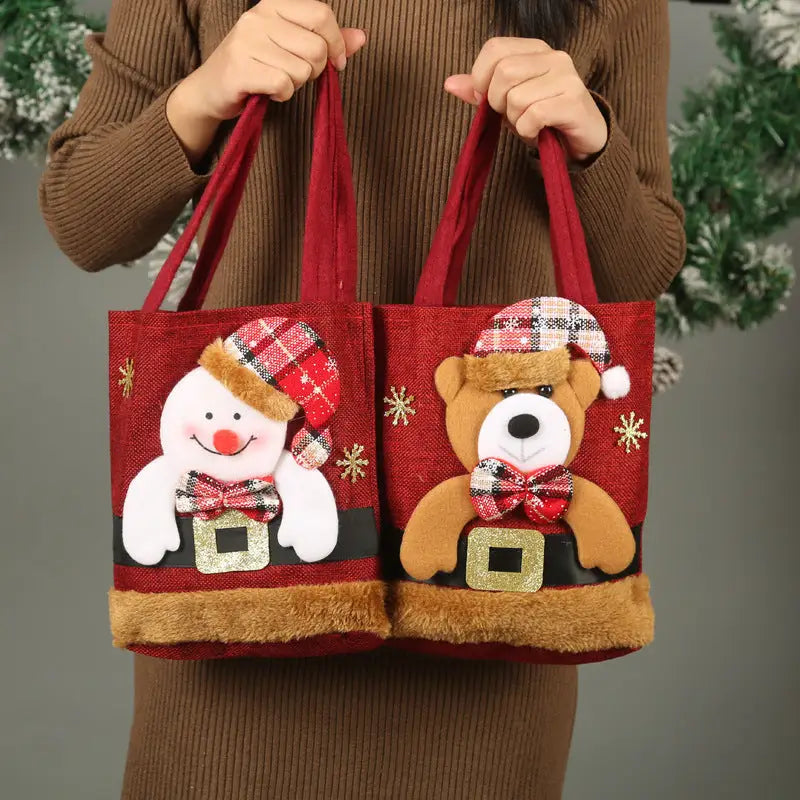 Christmas Candy Gift Tote Bag For Kids Funny Creative Santa Claus Elk Snowman Bear Handbag Small Christmas Tree Decoration Bags Beyond Trends Hub