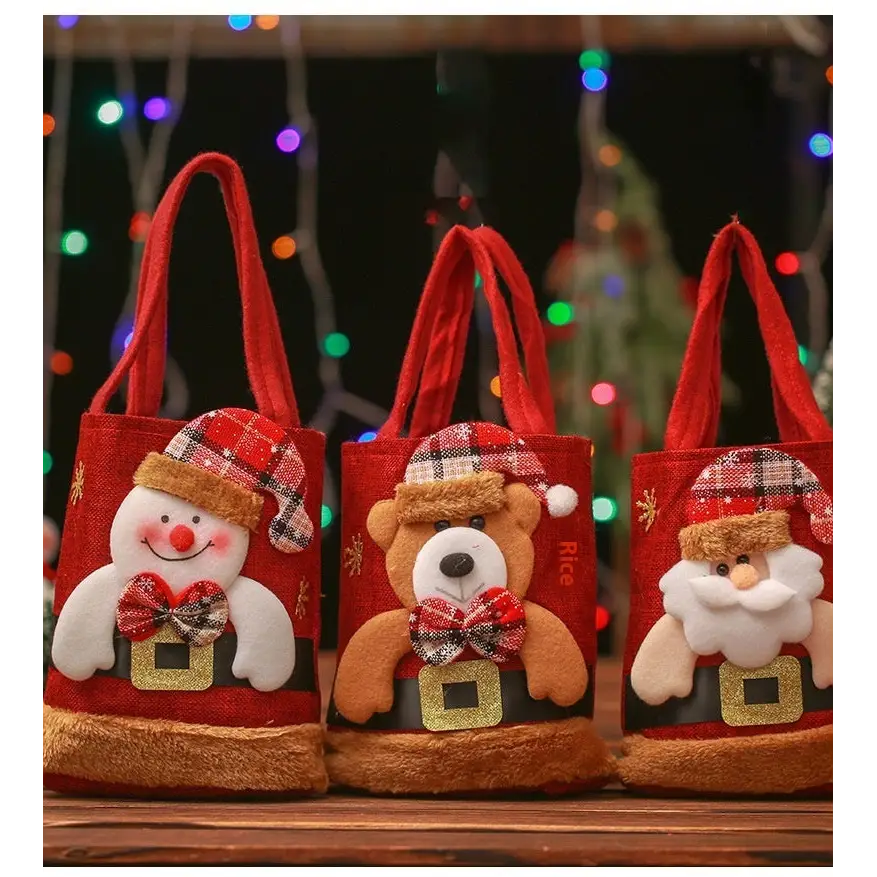 Christmas Candy Gift Tote Bag For Kids Funny Creative Santa Claus Elk Snowman Bear Handbag Small Christmas Tree Decoration Bags Beyond Trends Hub