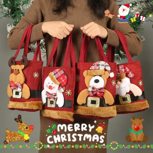 Christmas Candy Gift Tote Bag For Kids Funny Creative Santa Claus Elk Snowman Bear Handbag Small Christmas Tree Decoration Bags Beyond Trends Hub