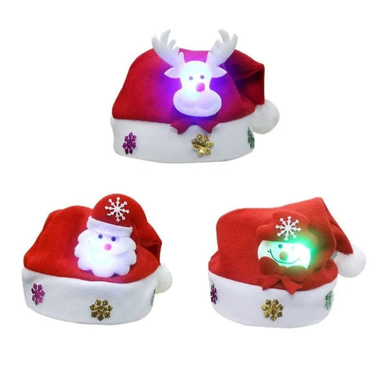 Christmas Decorations Non-woven Cartoon Applique Luminous Hat Beyond Trends Hub