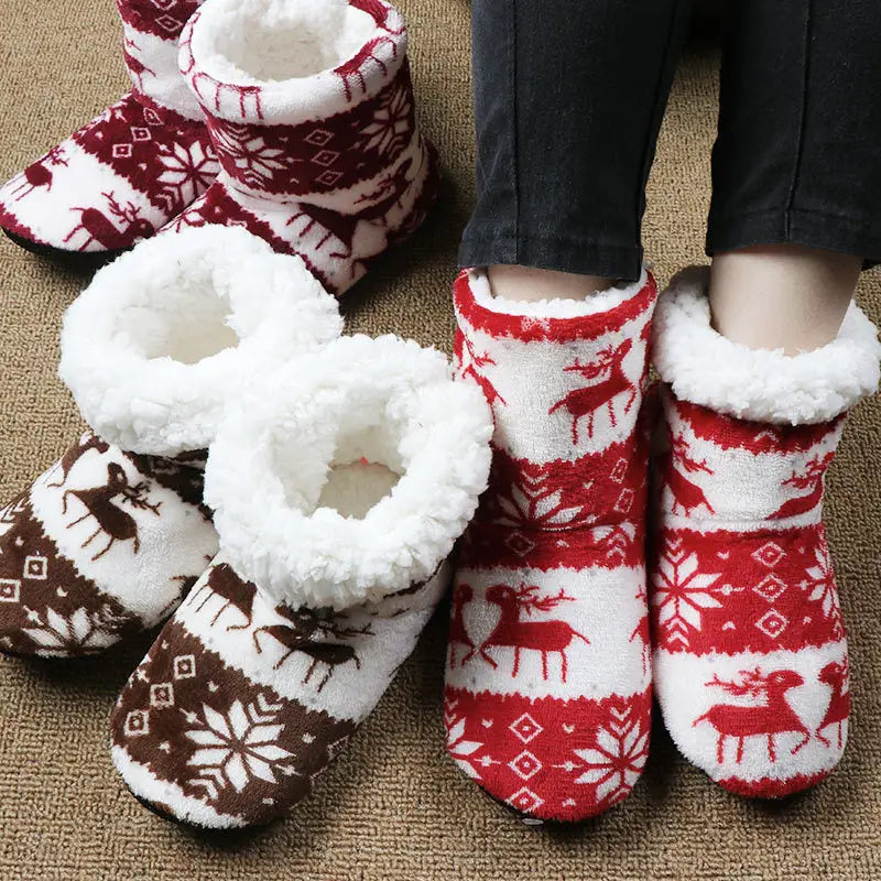 Christmas Elk Floor Shoes Indoor Socks Shoes Warm Plush House Slippers Beyond Trends Hub