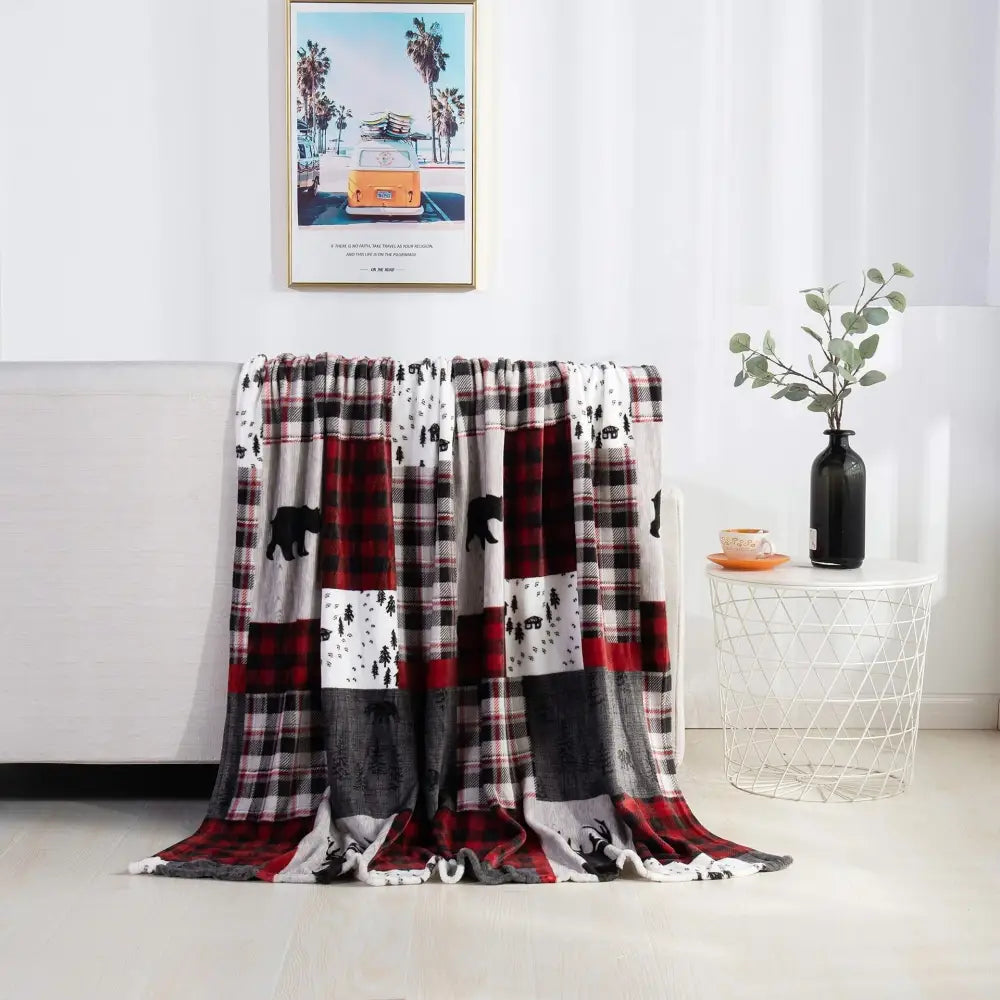 Christmas Elk Snowman Santa Claus Print Blanket Winter Double-sided Flannel Blanket For Sofa Sleeping Shawl Beyond Trends Hub