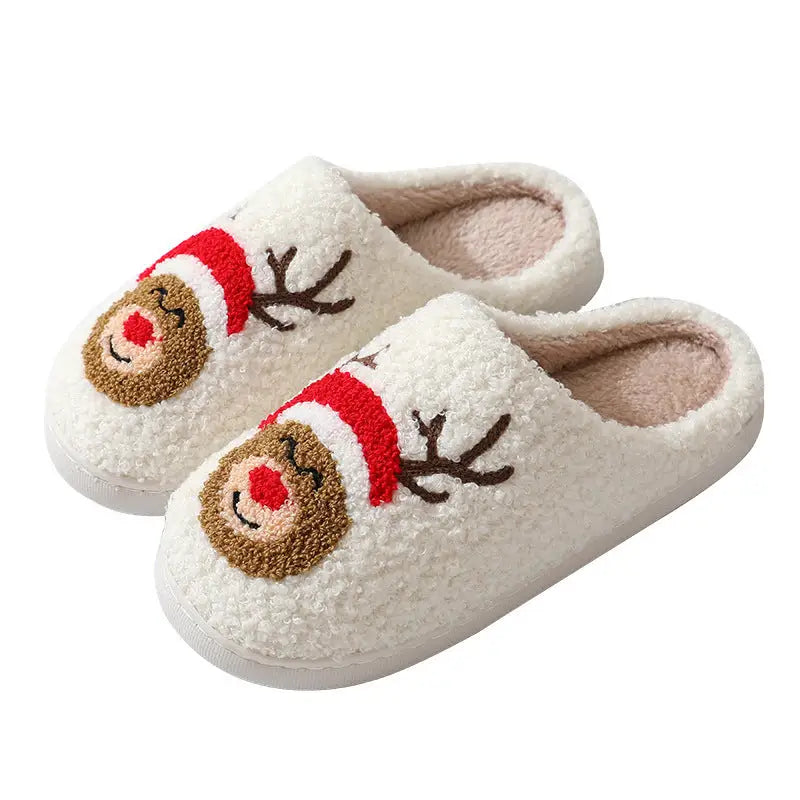 Christmas Home Slippers Cute Cartoon Santa Claus Cotton Slippers For Women And Men Couples Winter Warm Furry Shoes Beyond Trends Hub