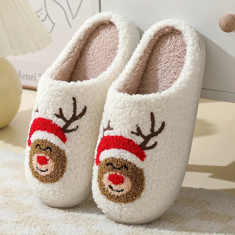 Christmas Home Slippers Cute Cartoon Santa Claus Cotton Slippers For Women And Men Couples Winter Warm Furry Shoes Beyond Trends Hub