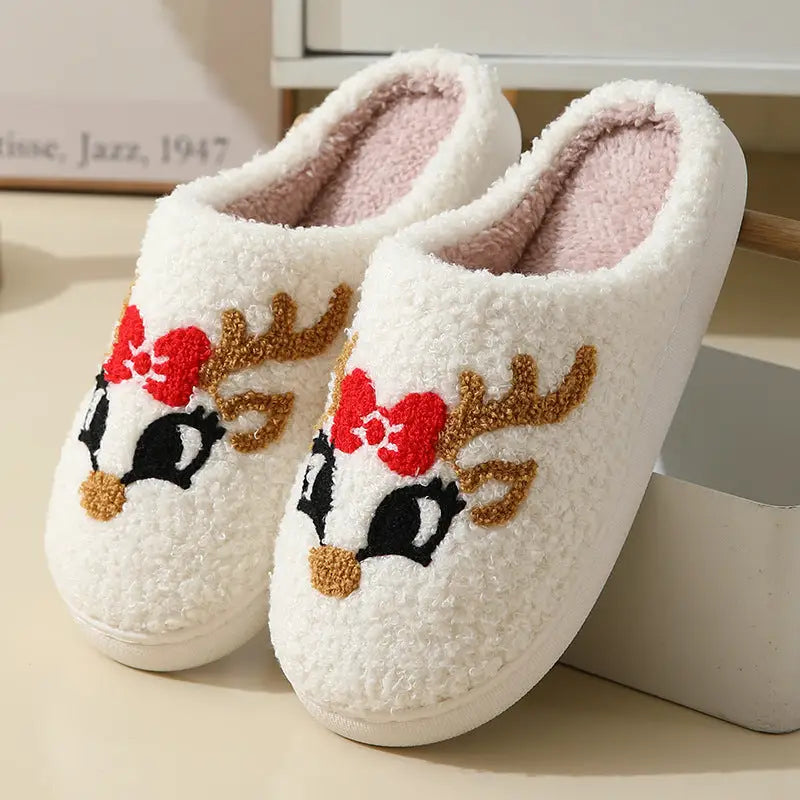 Christmas Home Slippers Cute Cartoon Santa Claus Cotton Slippers For Women And Men Couples Winter Warm Furry Shoes Beyond Trends Hub