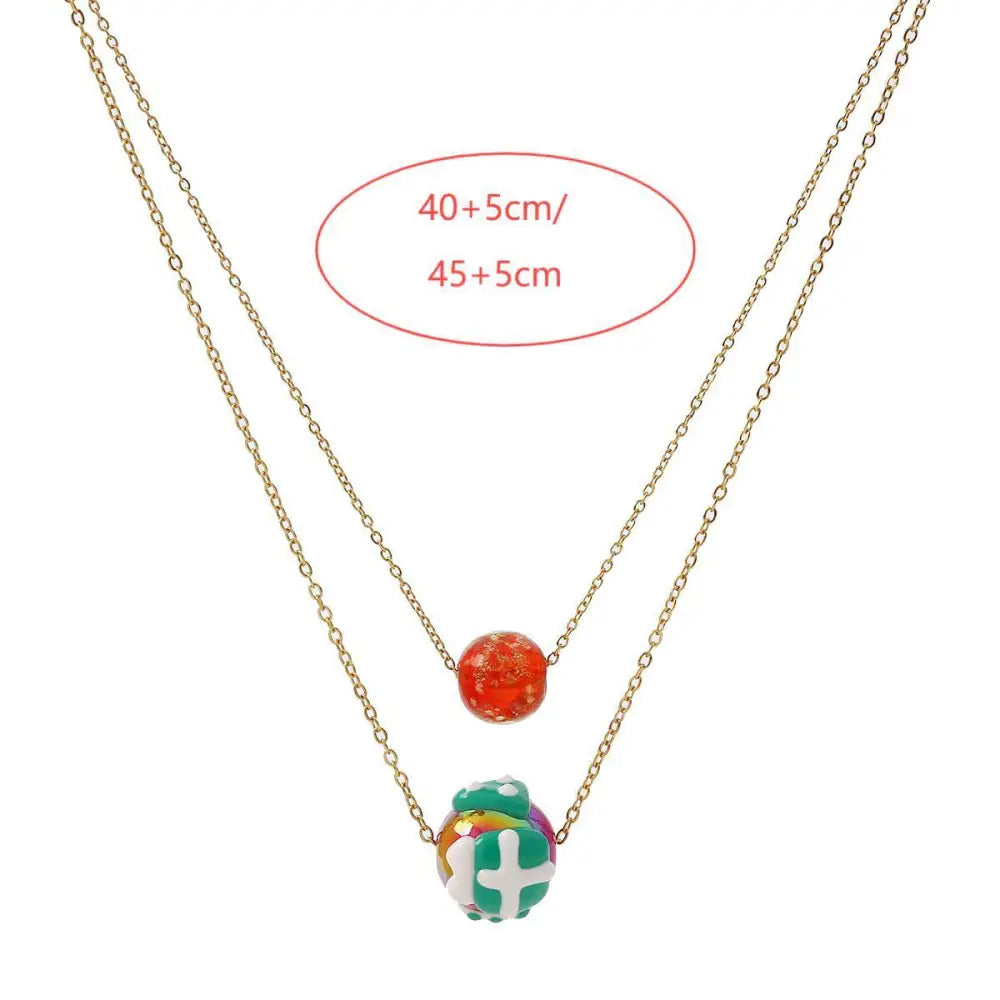 Christmas Luminous Necklace Fashion Niche Christmas Tree Santa Claus Round Bead Double-layer Necklace For Women Jewelry Beyond Trends Hub