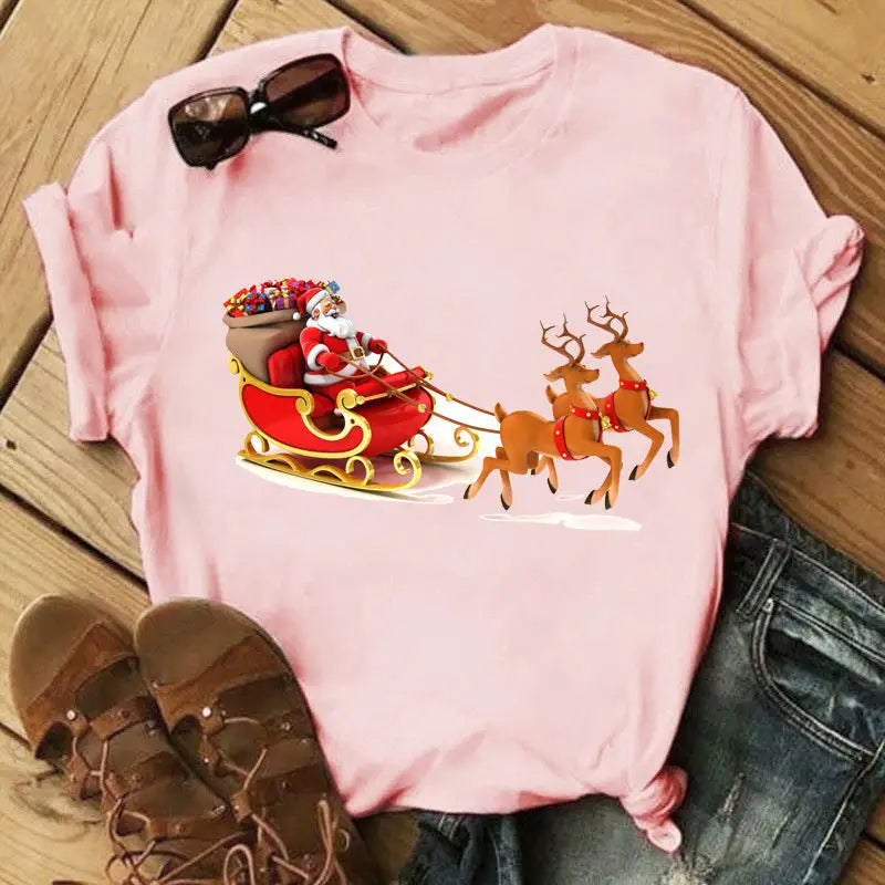 Christmas Print Ladies  Short Sleeve Beyond Trends Hub