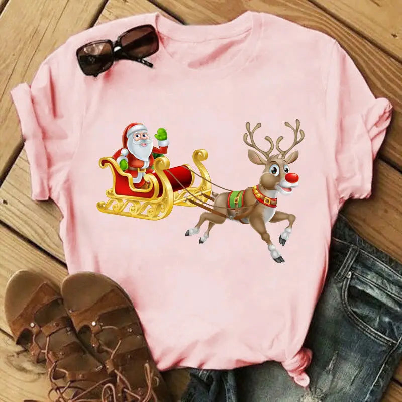 Christmas Print Ladies  Short Sleeve Beyond Trends Hub