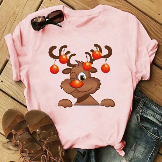 Christmas Print Ladies  Short Sleeve Beyond Trends Hub