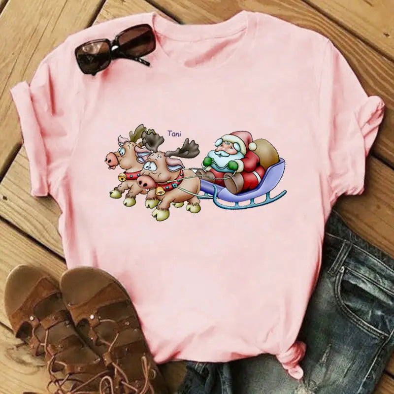 Christmas Print Ladies  Short Sleeve Beyond Trends Hub