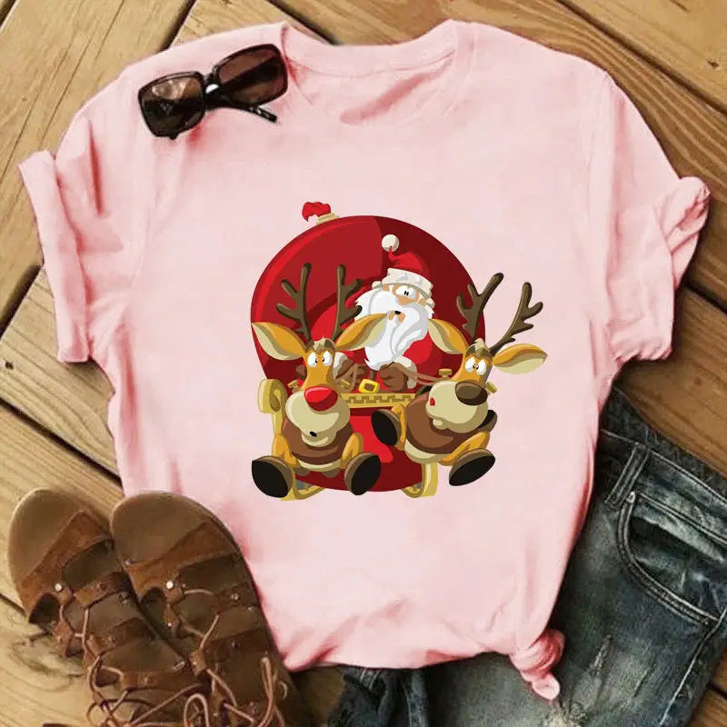 Christmas Print Ladies  Short Sleeve Beyond Trends Hub