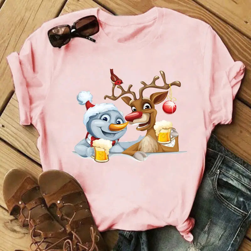 Christmas Print Ladies  Short Sleeve Beyond Trends Hub