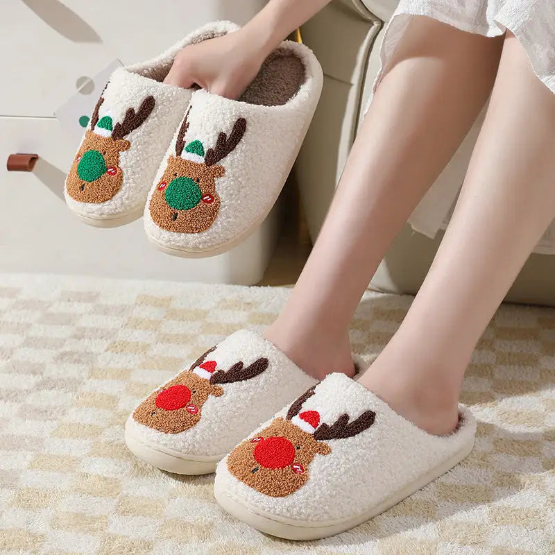 Christmas Shoes Winter Home Slippers Elk Soft Cozy Bedroom Slipper Slip On House Shoes Beyond Trends Hub