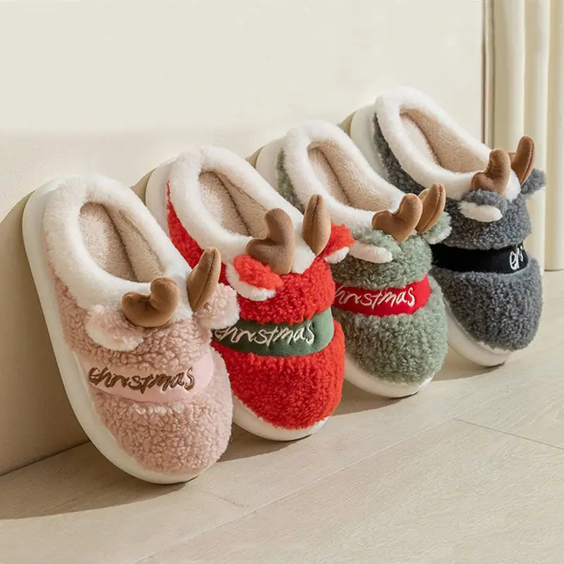 Christmas Shoes Winter Home Slippers Elk Soft Cozy Bedroom Slipper Slip On House Shoes Beyond Trends Hub