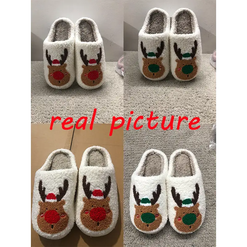 Christmas Shoes Winter Home Slippers Elk Soft Cozy Bedroom Slipper Slip On House Shoes Beyond Trends Hub