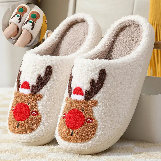 Christmas Shoes Winter Home Slippers Elk Soft Cozy Bedroom Slipper Slip On House Shoes Beyond Trends Hub