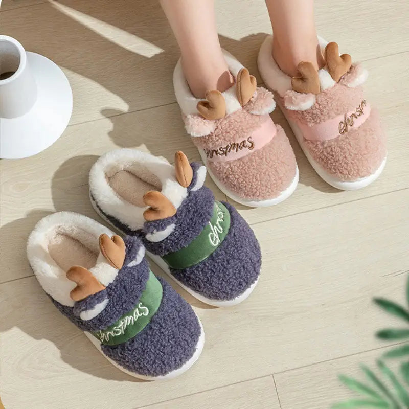 Christmas Shoes Winter Home Slippers Elk Soft Cozy Bedroom Slipper Slip On House Shoes Beyond Trends Hub