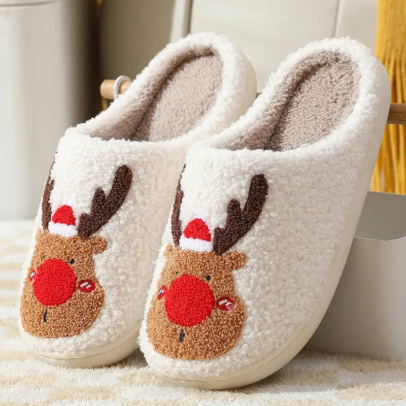 Christmas Shoes Winter Home Slippers Elk Soft Cozy Bedroom Slipper Slip On House Shoes Beyond Trends Hub