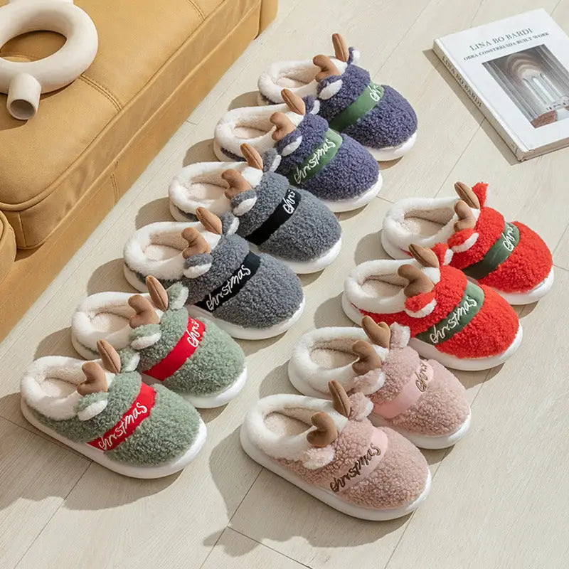 Christmas Shoes Winter Home Slippers Elk Soft Cozy Bedroom Slipper Slip On House Shoes Beyond Trends Hub