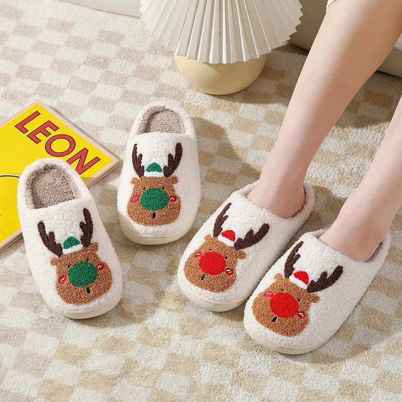 Christmas Shoes Winter Home Slippers Elk Soft Cozy Bedroom Slipper Slip On House Shoes Beyond Trends Hub