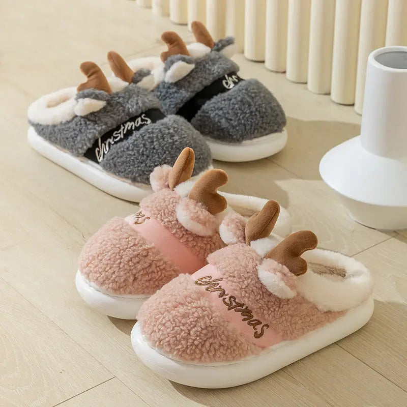 Christmas Shoes Winter Home Slippers Elk Soft Cozy Bedroom Slipper Slip On House Shoes Beyond Trends Hub