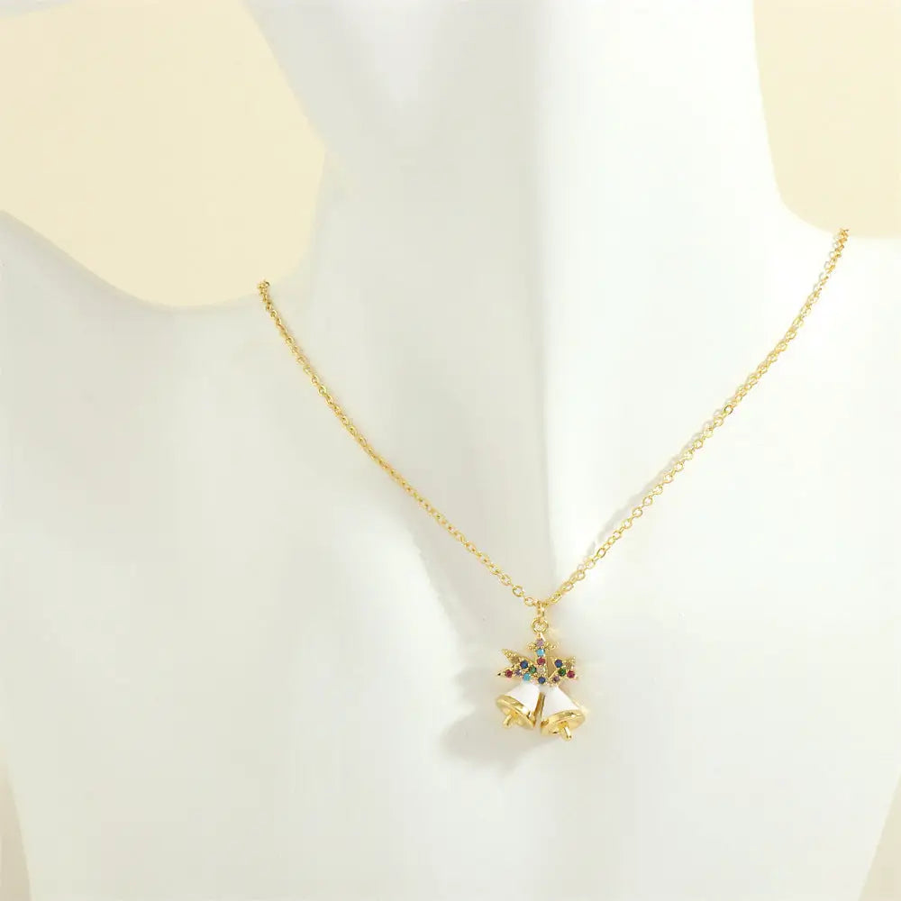 Christmas Tree Santa Claus Elk Snowman Oil-drop Necklace With Colored Rhinestones Ins Festival Clavicle Chain Necklace For Women Jewelry Beyond Trends Hub