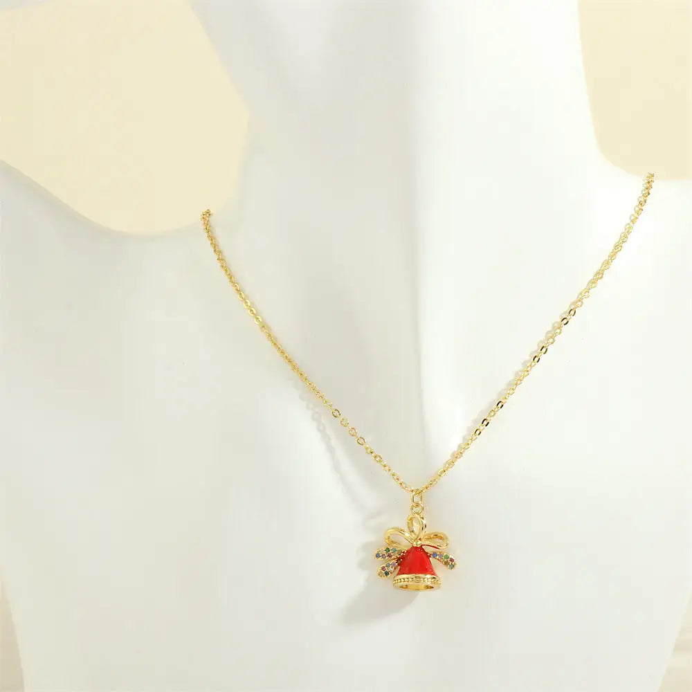 Christmas Tree Santa Claus Elk Snowman Oil-drop Necklace With Colored Rhinestones Ins Festival Clavicle Chain Necklace For Women Jewelry Beyond Trends Hub