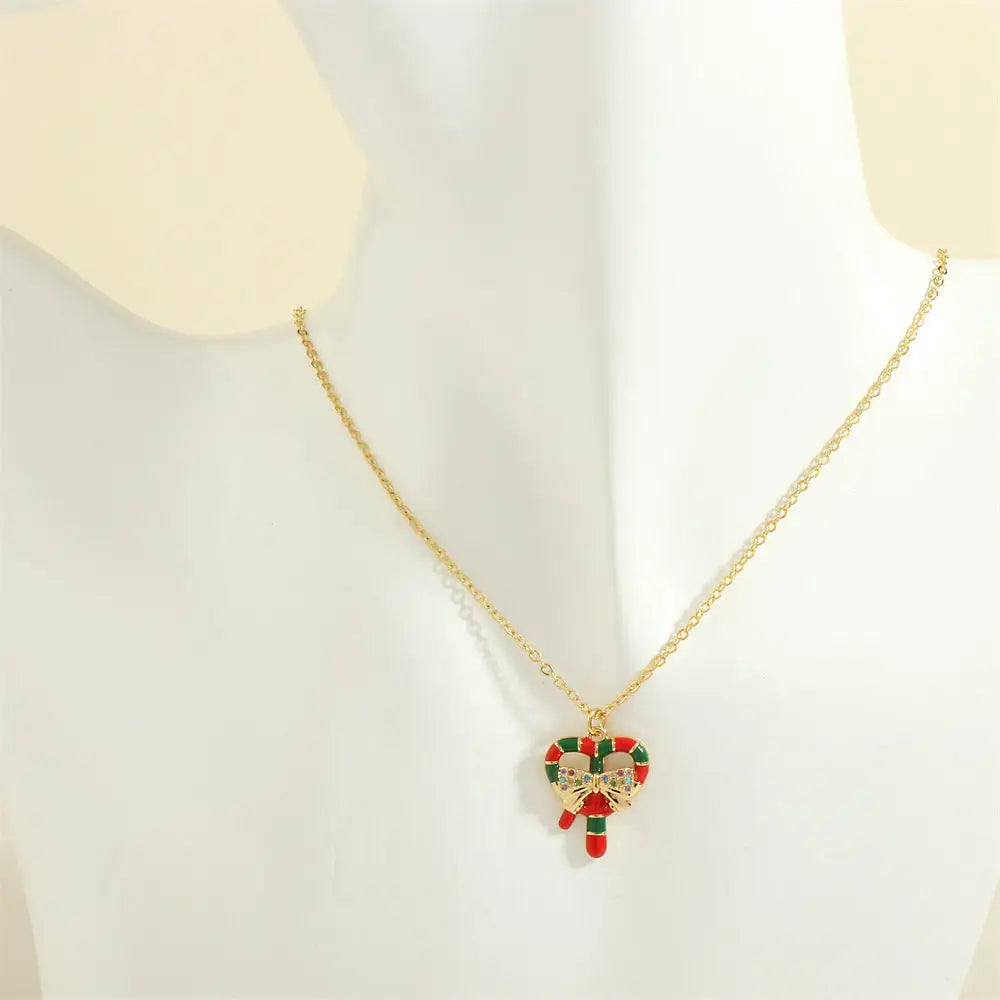 Christmas Tree Santa Claus Elk Snowman Oil-drop Necklace With Colored Rhinestones Ins Festival Clavicle Chain Necklace For Women Jewelry Beyond Trends Hub
