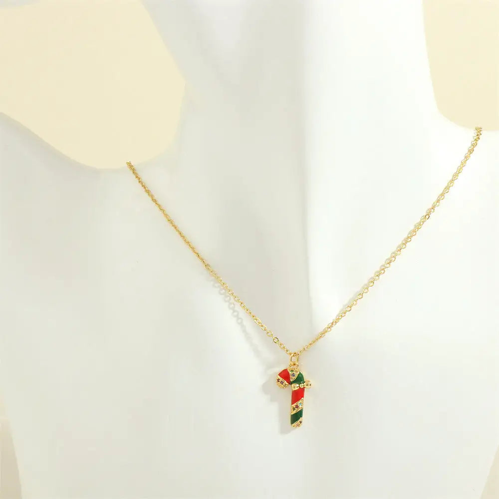 Christmas Tree Santa Claus Elk Snowman Oil-drop Necklace With Colored Rhinestones Ins Festival Clavicle Chain Necklace For Women Jewelry Beyond Trends Hub