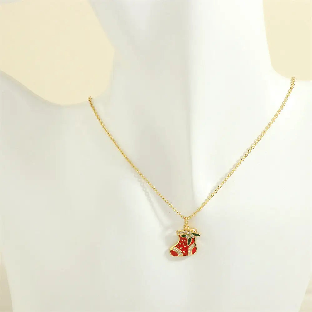 Christmas Tree Santa Claus Elk Snowman Oil-drop Necklace With Colored Rhinestones Ins Festival Clavicle Chain Necklace For Women Jewelry Beyond Trends Hub