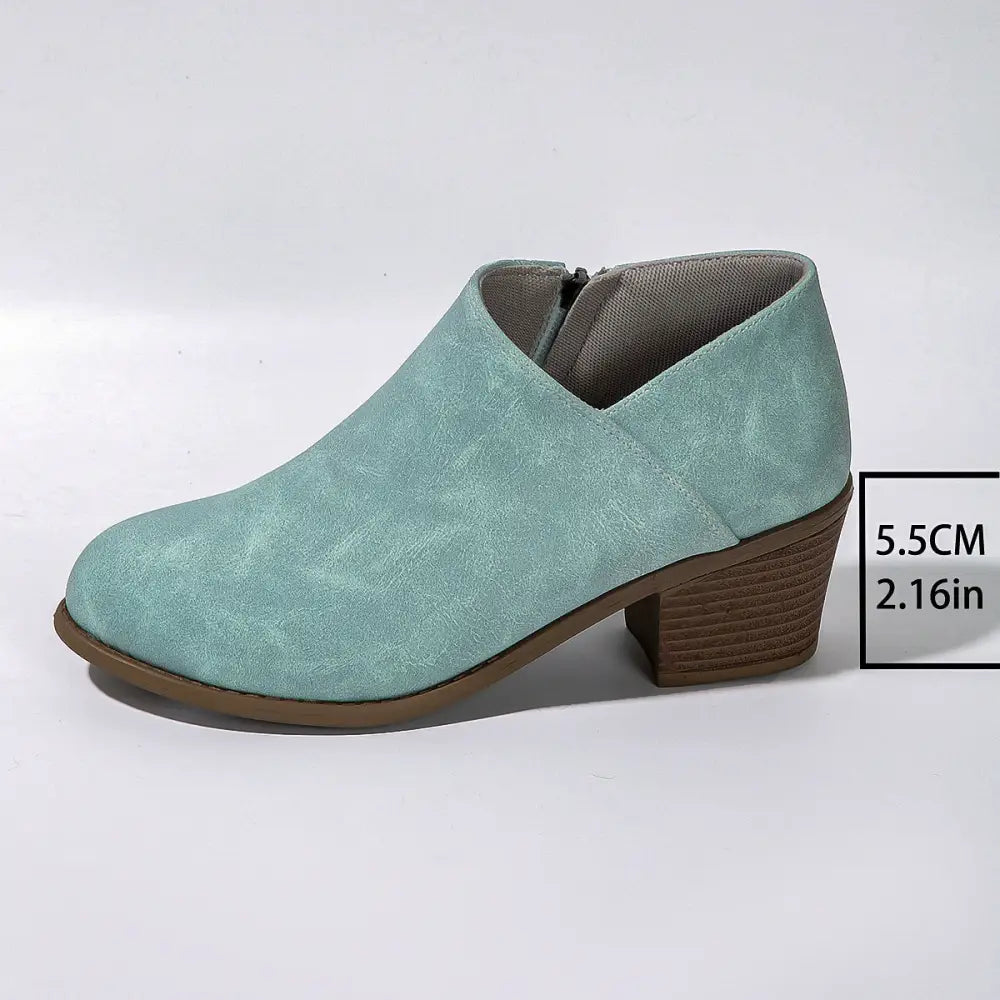 Chunky Heel Round Toe Ankle Boots With Side Zipper Design Fashion Fall Winter Short Boots For Women Shoes Beyond Trends Hub