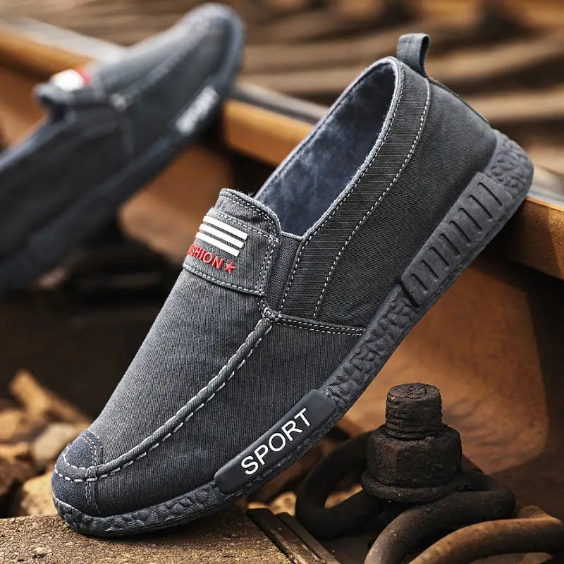 Cloth Shoes Men’s Casual Shoes Canvas Washed Denim Men’s Shoes - 2.Grey / 39