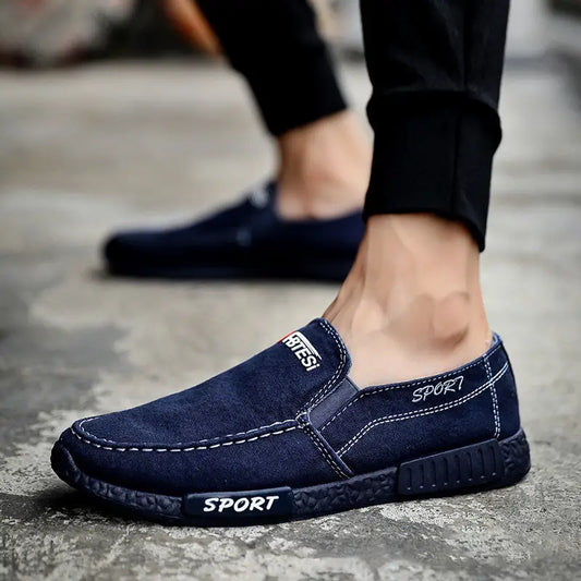 Cloth Shoes Men’s Casual Shoes Canvas Washed Denim Men’s Shoes - Blue / 39