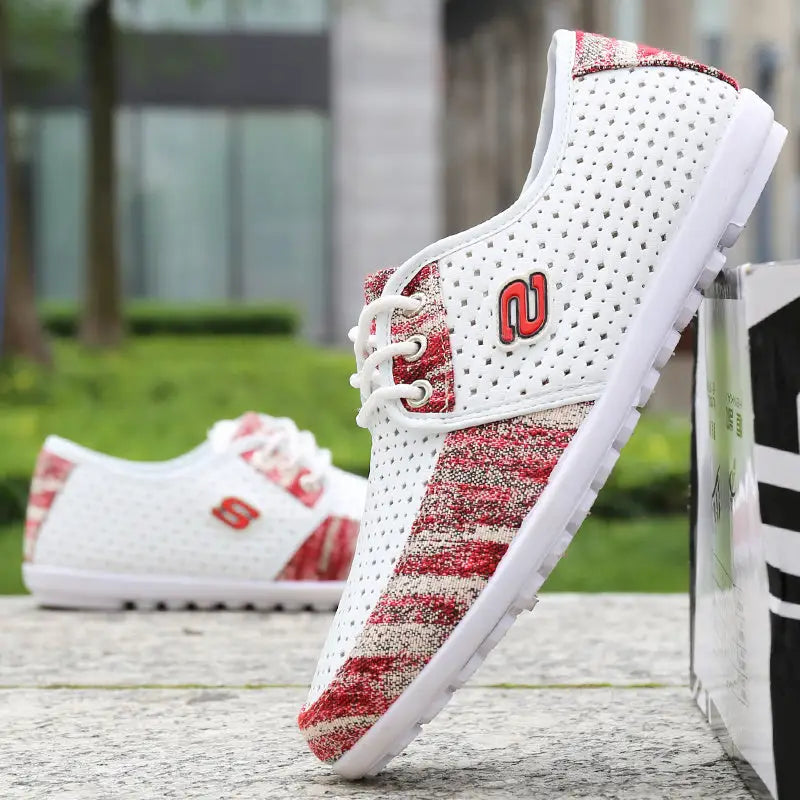 Cloth Shoes Men’S Summer Breathable Deodorant Peas Shoes Canvas Shoes Men’S Lazy Shoes - C39 white red / 39