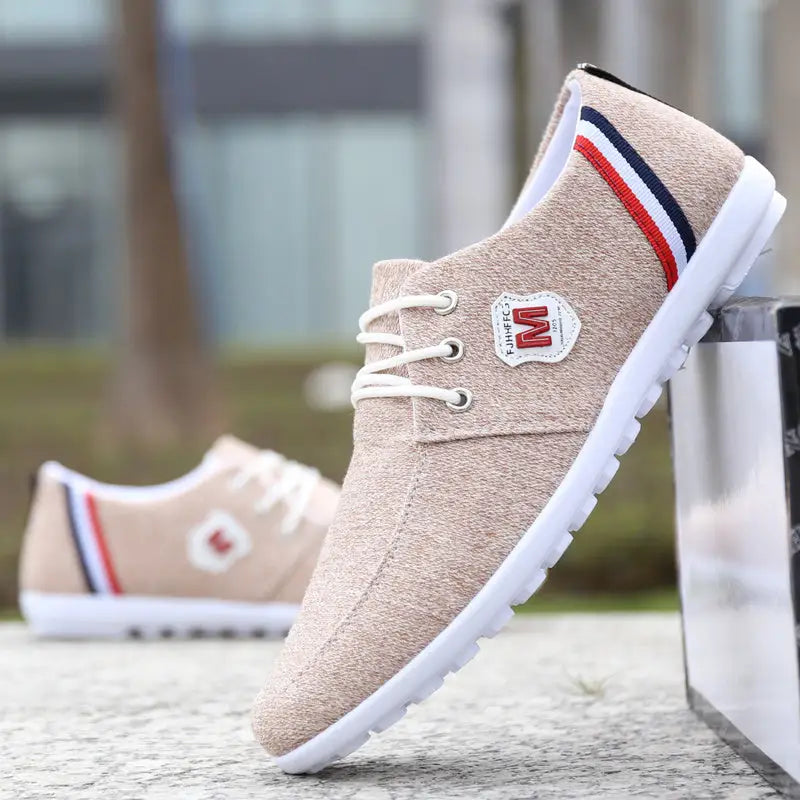 Cloth Shoes Men’S Summer Breathable Deodorant Peas Shoes Canvas Shoes Men’S Lazy Shoes - C50 beige / 39