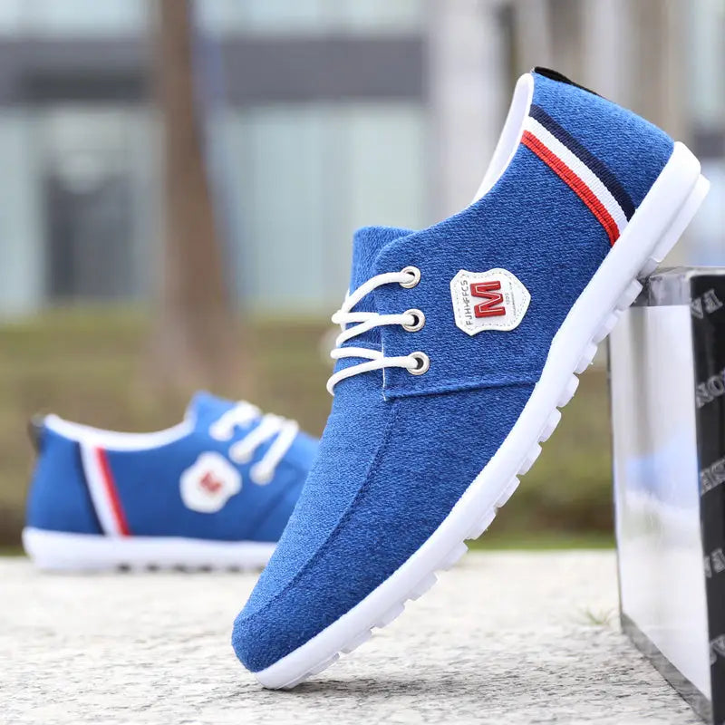 Cloth Shoes Men’S Summer Breathable Deodorant Peas Shoes Canvas Shoes Men’S Lazy Shoes - C50 blue / 39