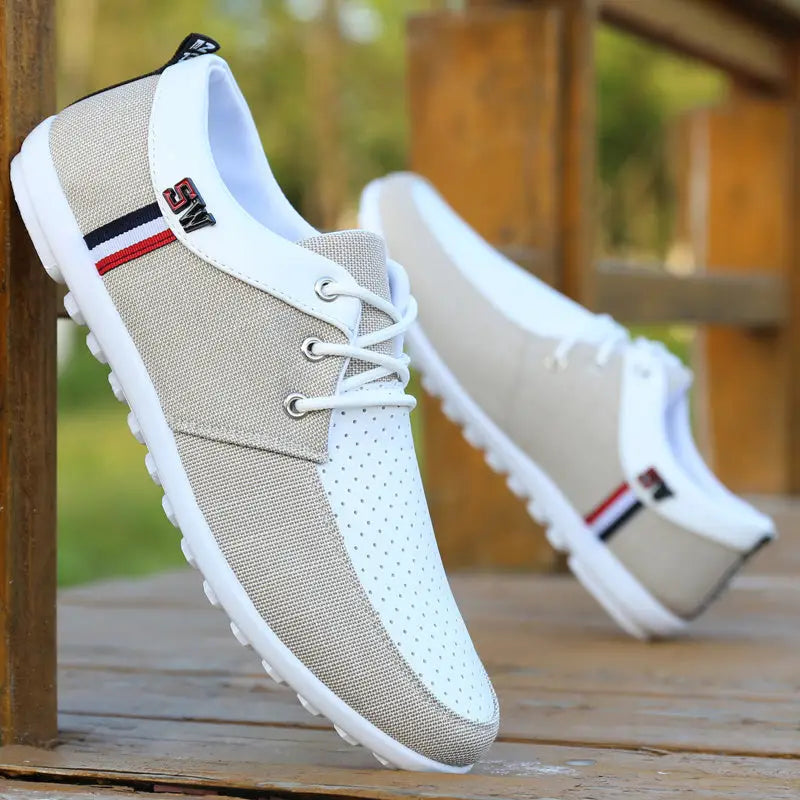 Cloth Shoes Men’S Summer Breathable Deodorant Peas Shoes Canvas Shoes Men’S Lazy Shoes - C53 beige / 39
