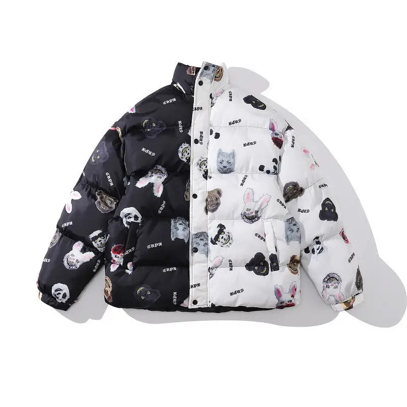 Color-blocking Thick Bread Clothes Loose Cotton-padded Jackets For Men And Women - Beyond Trends Hub 