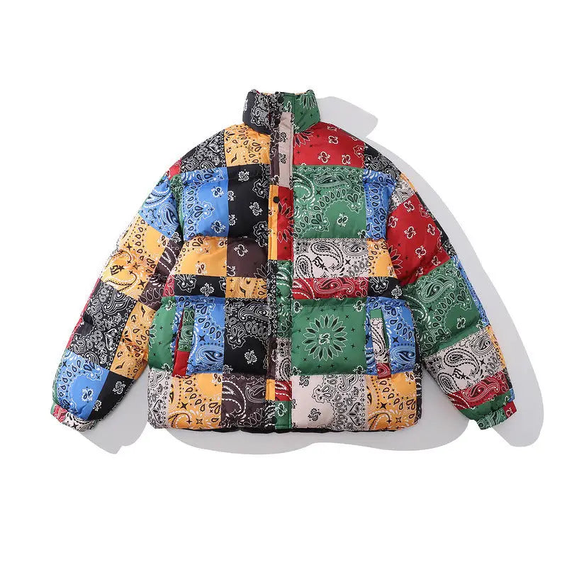 Color-blocking Thick Bread Clothes Loose Cotton-padded Jackets For Men And Women - Beyond Trends Hub 