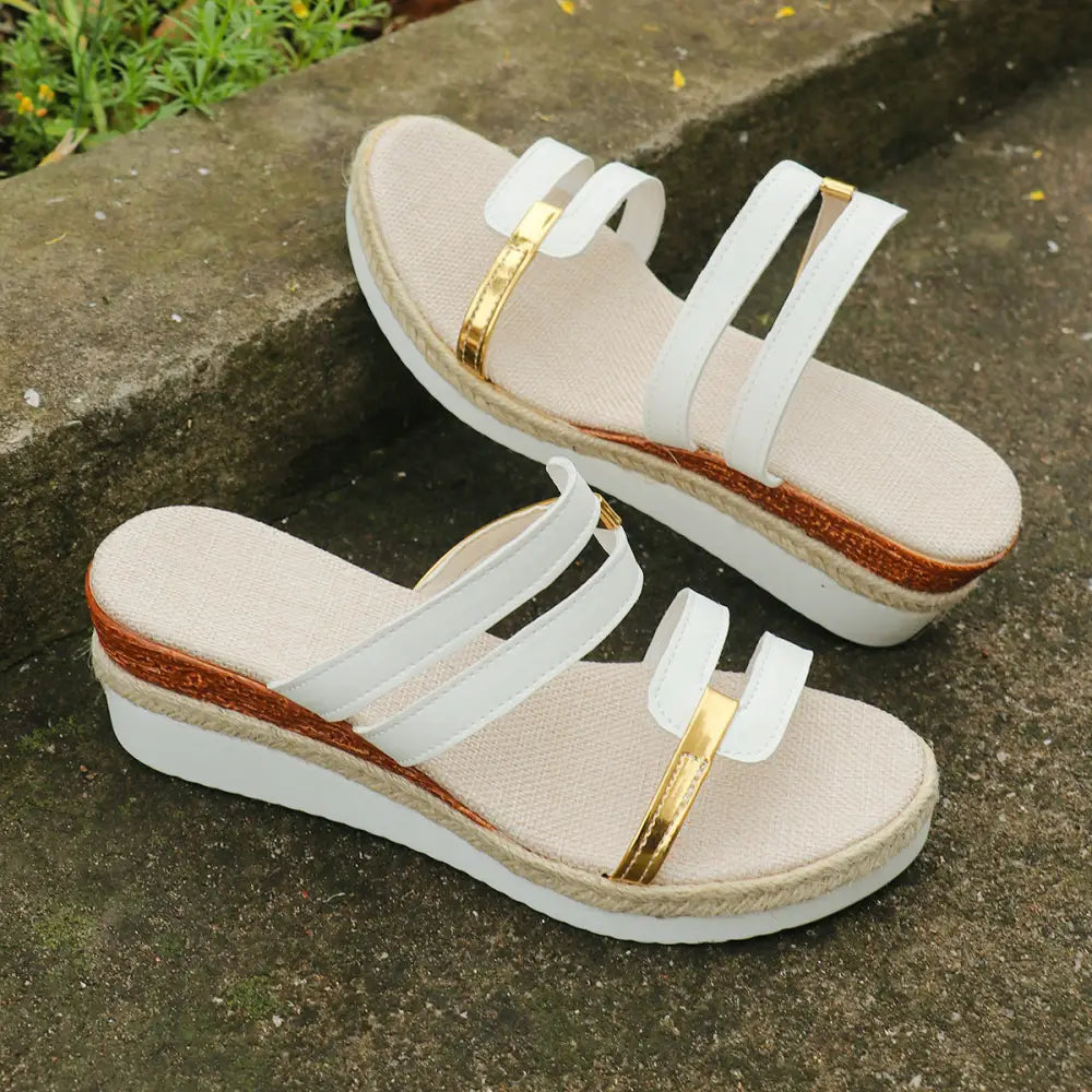 Colorblock-strap Wedges Sandals Summer Fashion Hemp Heel Slides Slippers Outdoor Thick Bottom Fish Mouth Shoes For Women Beyond Trends Hub