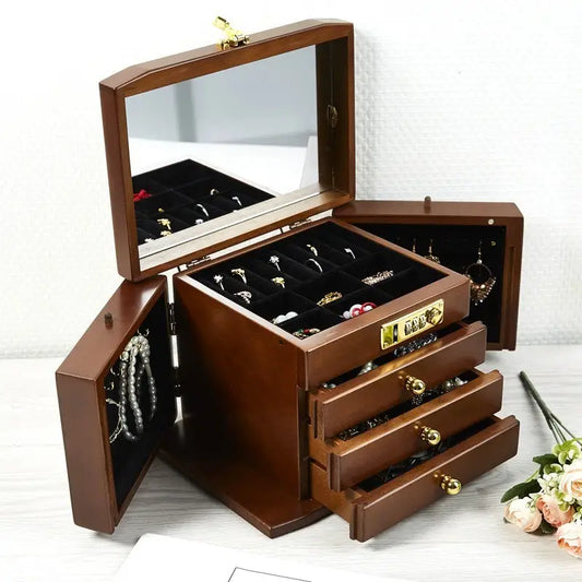 Combination Lock Solid Wood Jewellery Box - Beyond Trends Hub 