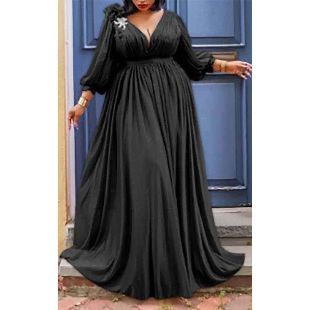 Commuter European And American Plus Size Women’s Dress - Black / XL