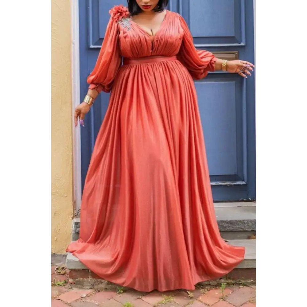 Commuter European And American Plus Size Women’s Dress - Red / XL