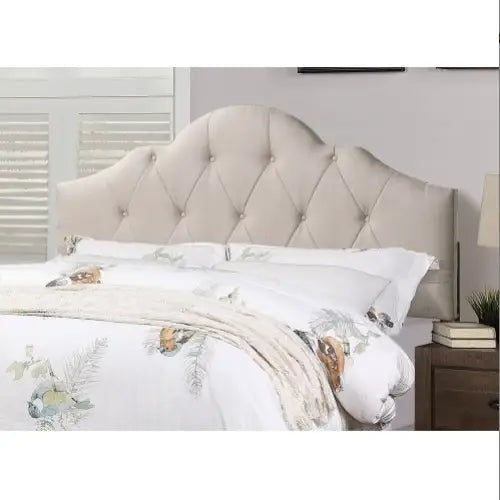 Contemporary 1pc Queen Size Bed Adjustable HB Light Brown Polyfiber Tufted Upholstered Wooden Bedframe Bedroom